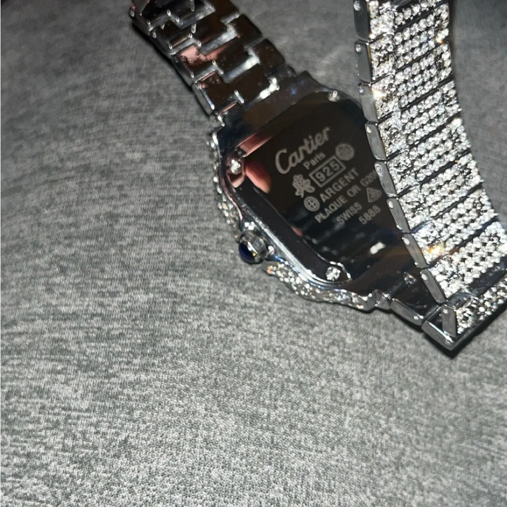 Cartier Silver Diamond-Studded Watch